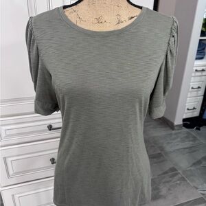 INC International Concepts Green Puff Sleeve Fitted T-Shirt